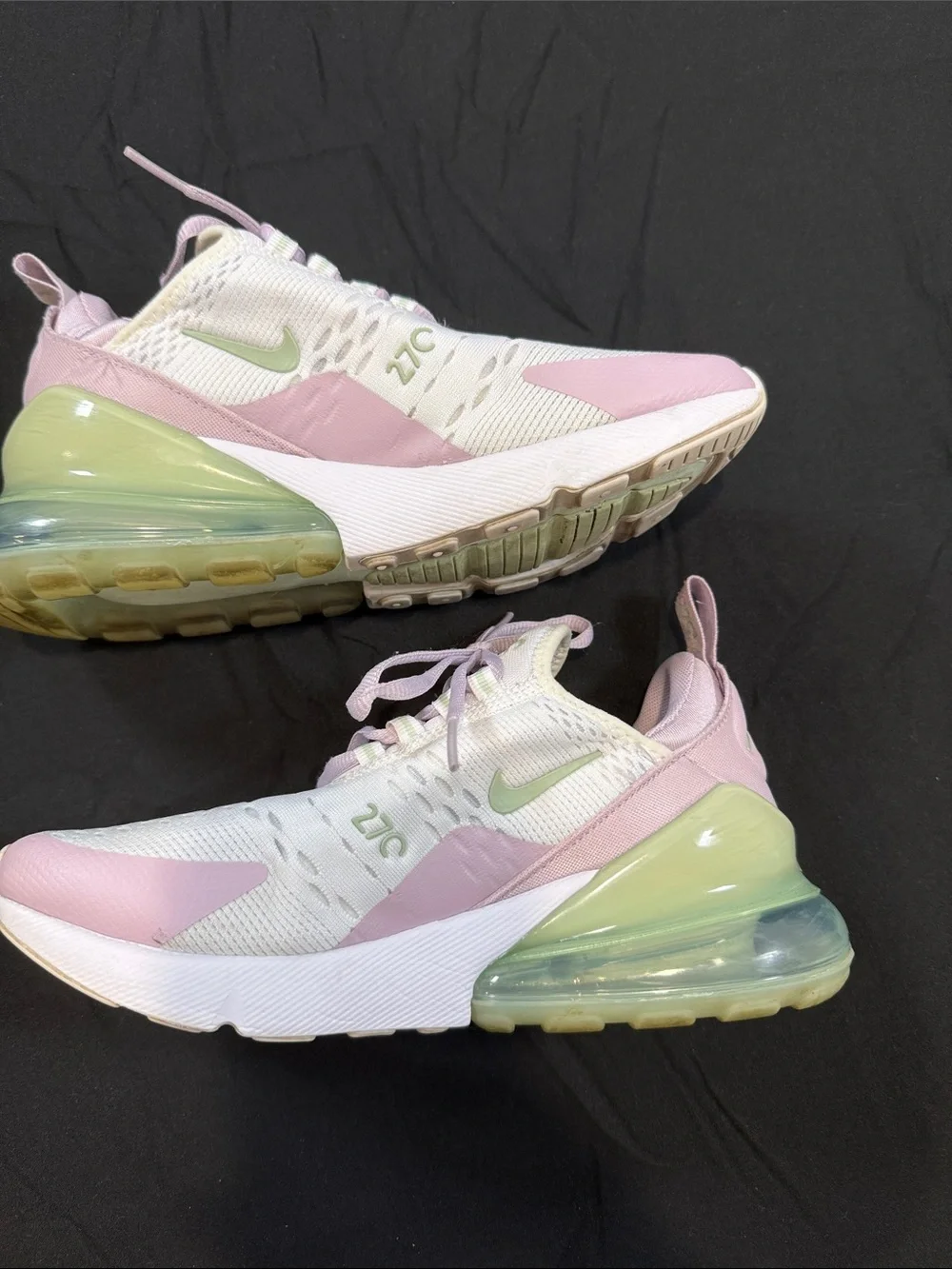 Nike White Sneakers with Pink and Lime Accents 27C Size 6.5 - Picture 4 of 8